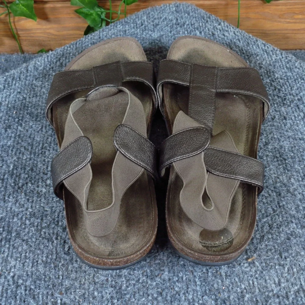 Natural Soul Noni Women Slingback T-Strap Sandal 7.5 Walking Bronze Metallic